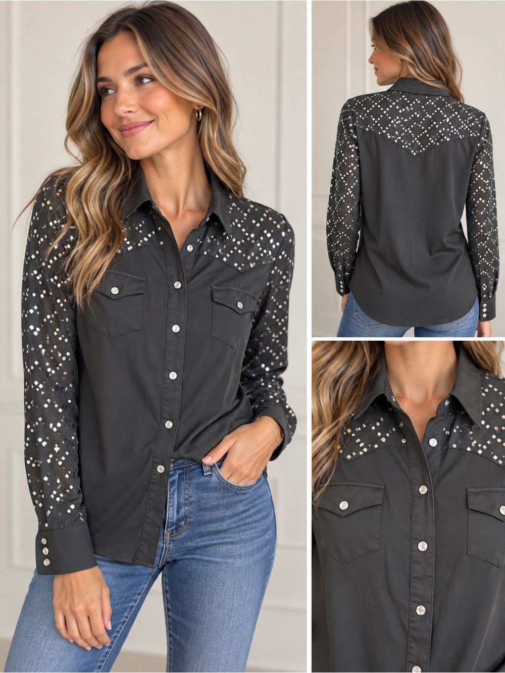Roper Women’s Western Snap Front Shirt Colorful Floral Print Size S